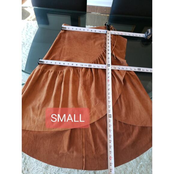 Ulla Johnson Tiered Skirt Womens Small Brown Tencel Miko Suede Ruffle Tie Waist - Picture 7 of 12